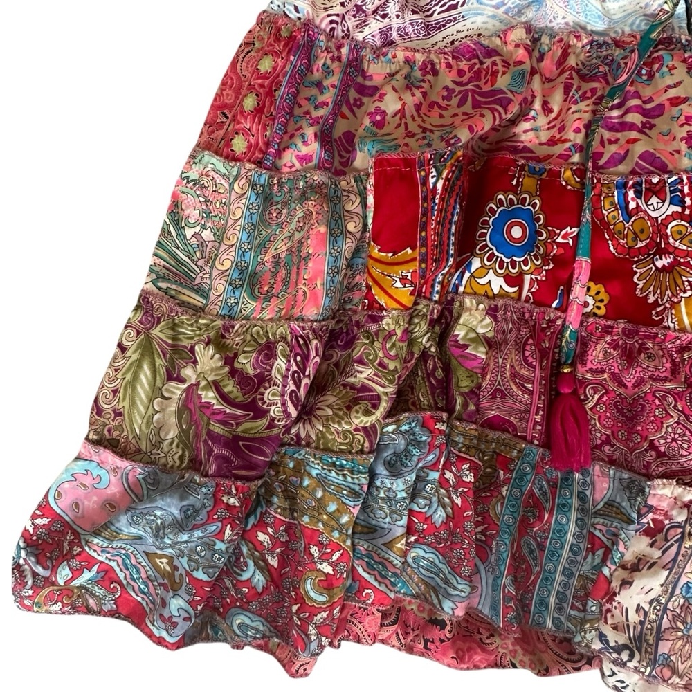 Multicolor Patchwork Bohemian Elastic Waistband S… - image 3